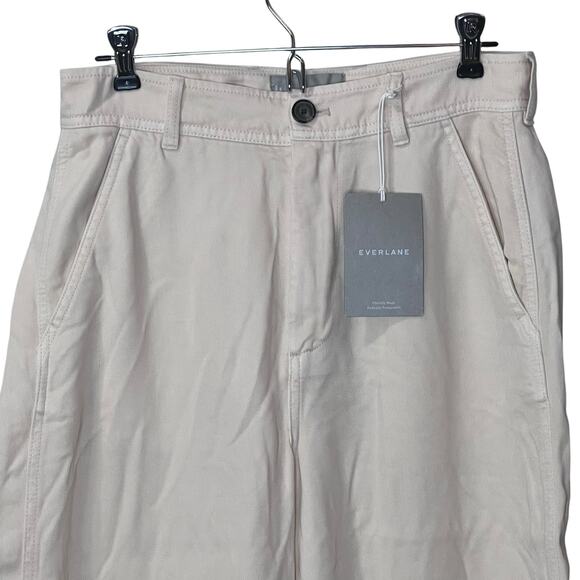 Everlane The Tencel Relaxed Chino Pants Parchment High Rise Women 2 NWT Pockets - Picture 5 of 10